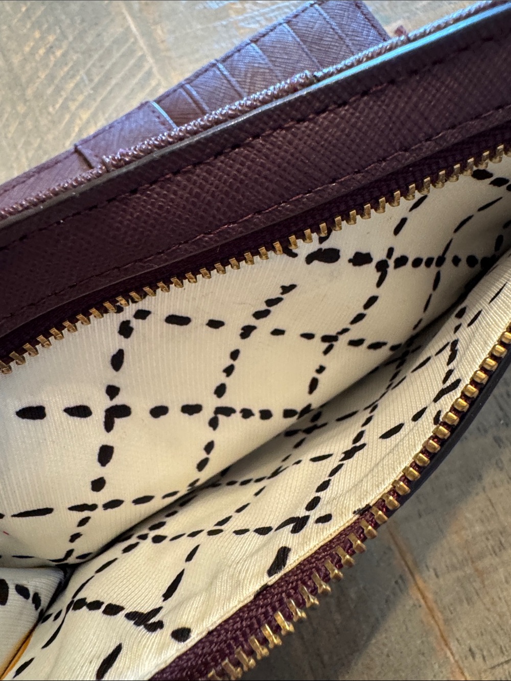 kate spade Deep Plum Textured Saffiano Wallet with Gold Plate - Picture 5 of 6